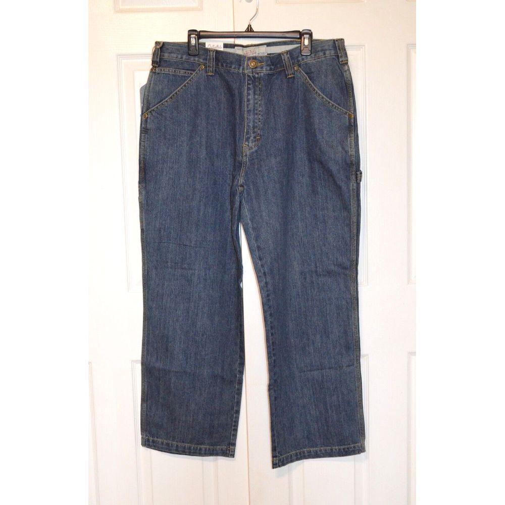 Cabelas Indigo Blue Denim Carpenter Jeans Mens 36 Inseam 295
